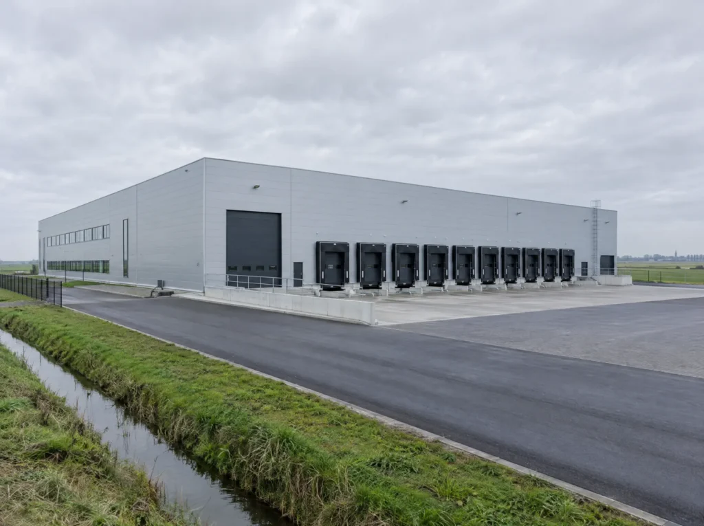 Distributiehal bekleed met sandwichpanelen